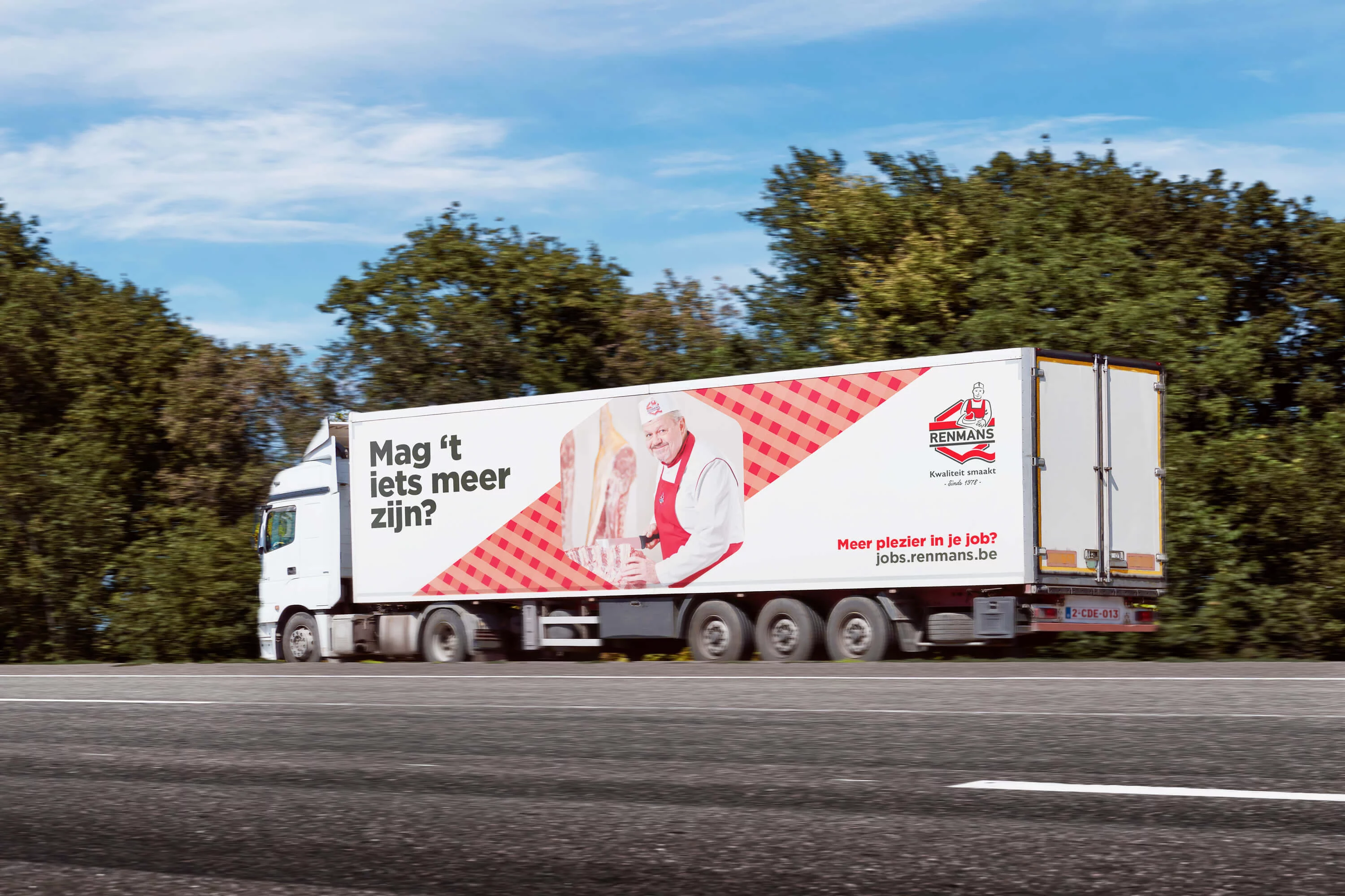 employer branding voorbeeld op vrachtwagen van Renmans